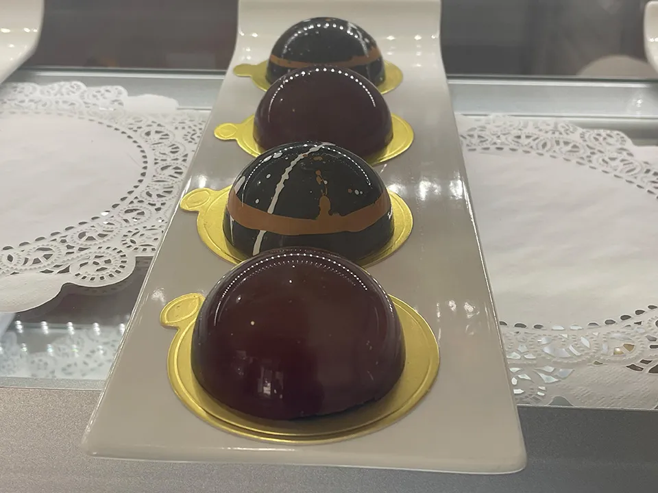 Chocolate trio mousse dessert at Paris Cafe San Francisco